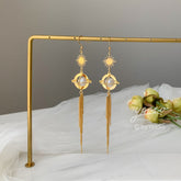 Extra Long Planet Drop earrings - Universe statement earrings - galaxy dangle earrings - unique dangle